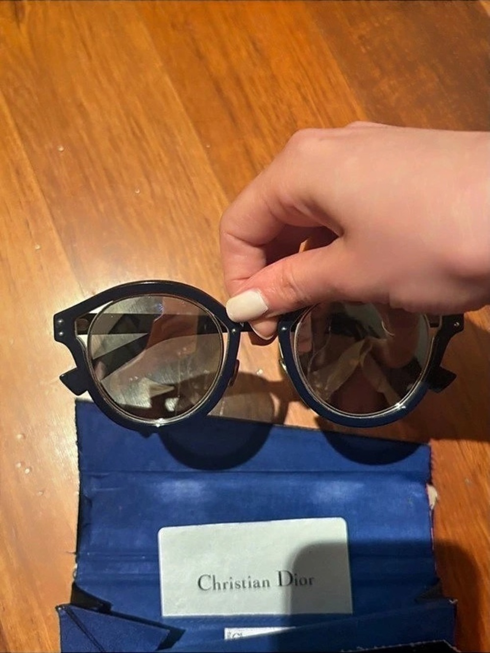 Christian Dior Sunglassee Navy and black with reflective mirror